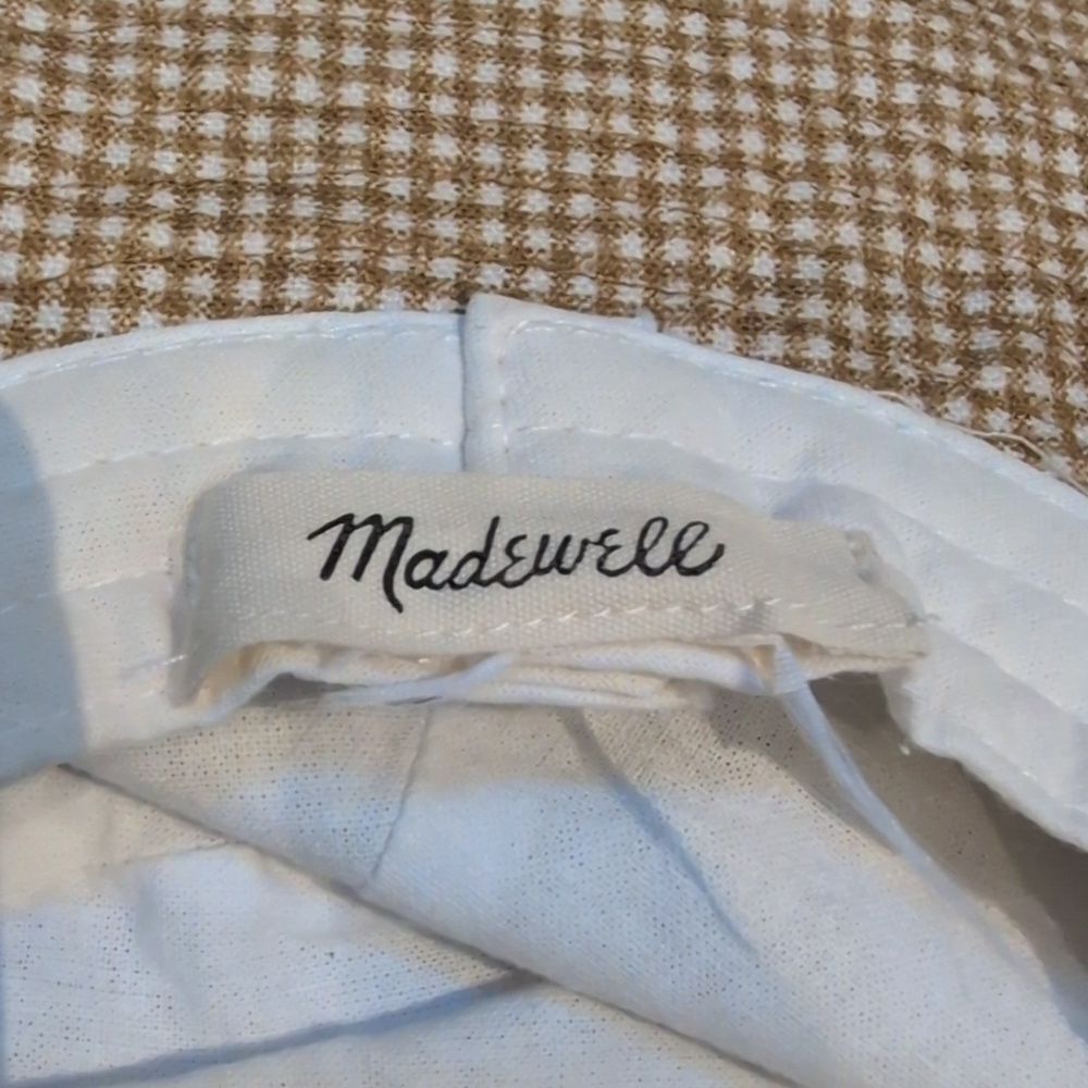 Stylish Madewell Tan Mini Gingham Packable Sun Hat - Picture 3 of 7